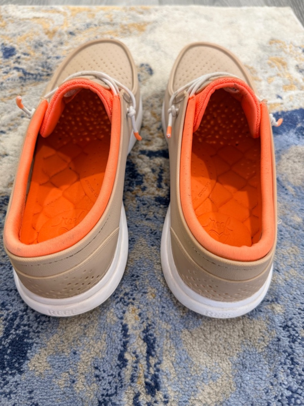 Reef Women's Tan Perforated Slip-On Loafers with Bright Orange Lining - Picture 4 of 6